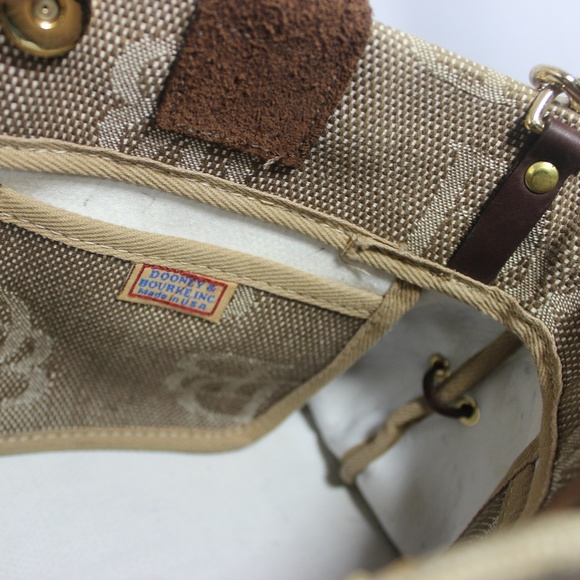 Vintage Dooney & Bourke purse brown with leather accents DB Monogram Canvas Bag - Picture 8 of 8
